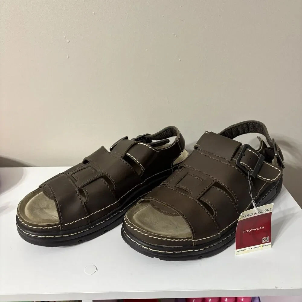 Faded Glory Chunky Platform Sandals Men’s Size 11 Brown Fisherman VINTAGE Y2K
